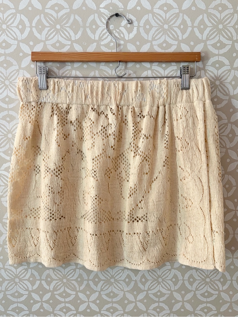 Cream Crochet Lace Mini Skirt